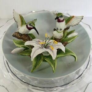 Seymour Mann Connoisseur Hummingbird Figurine Lily‎ Flower Plate Limited